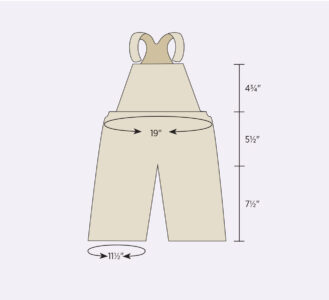 pattern showing measurements for baby overalls